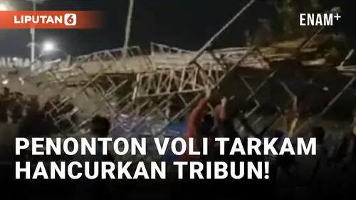 VIDEO: Ricuh! Penonton Hancurkan Fasilitas Turnamen Voli di Lamongan