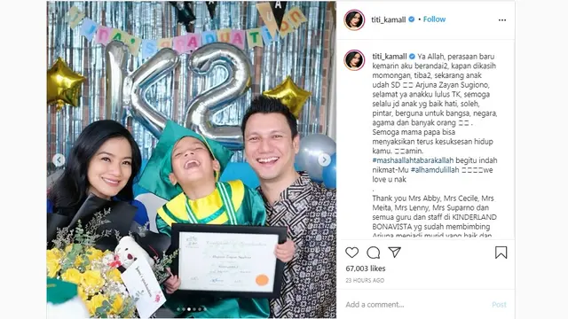 Titi Kamal, Christian Sugiono dan Putra Sulung