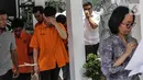 Pedangdut Septyan Arochman alias Daffa bersama tersangka lain dihadirkan dalam rilis narkoba di Ditresnarkoba Polda Metro Jaya, Senin (7/10/2019). Daffa ditangkap di wilayah Tanah Abang, pada Sabtu (5/10) dini hari dengan barang bukti satu bungkus sabu seberat 0,73 gram. (Liputan6.com/Faizal Fanani)