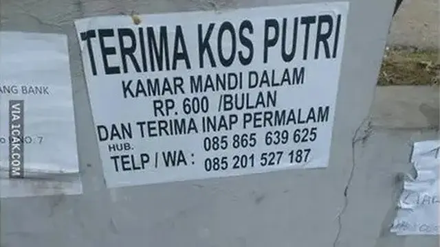6 Tulisan Terima Kos Putri Ini Bikin Ngakak