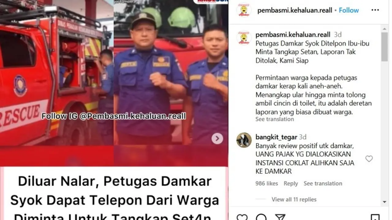 Viral Cerita Petugas Damkar Tak Menolak Permintaan Emak-Enak Buat Mengusir Hantu