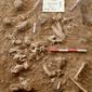 Situs penggalian tempat penemuan sisa-sisa tulang dari jenis manusia purba yang tidak dikenal di dekat kota Ramla yang dirilis pada 24 Juni 2021. Peneliti berpikir manusia purba itu merupakan keturunan spesies awal yang menyebar ke wilayah tersebut ratusan ribu tahun lalu. (TEL AVIV UNIVERSITY/AFP)