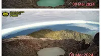 Amatan Badan Geologi atas perubahan warna air danau kawah Gunung Dempo, Sumatera Selatan. (Dok. Badan Geologi)