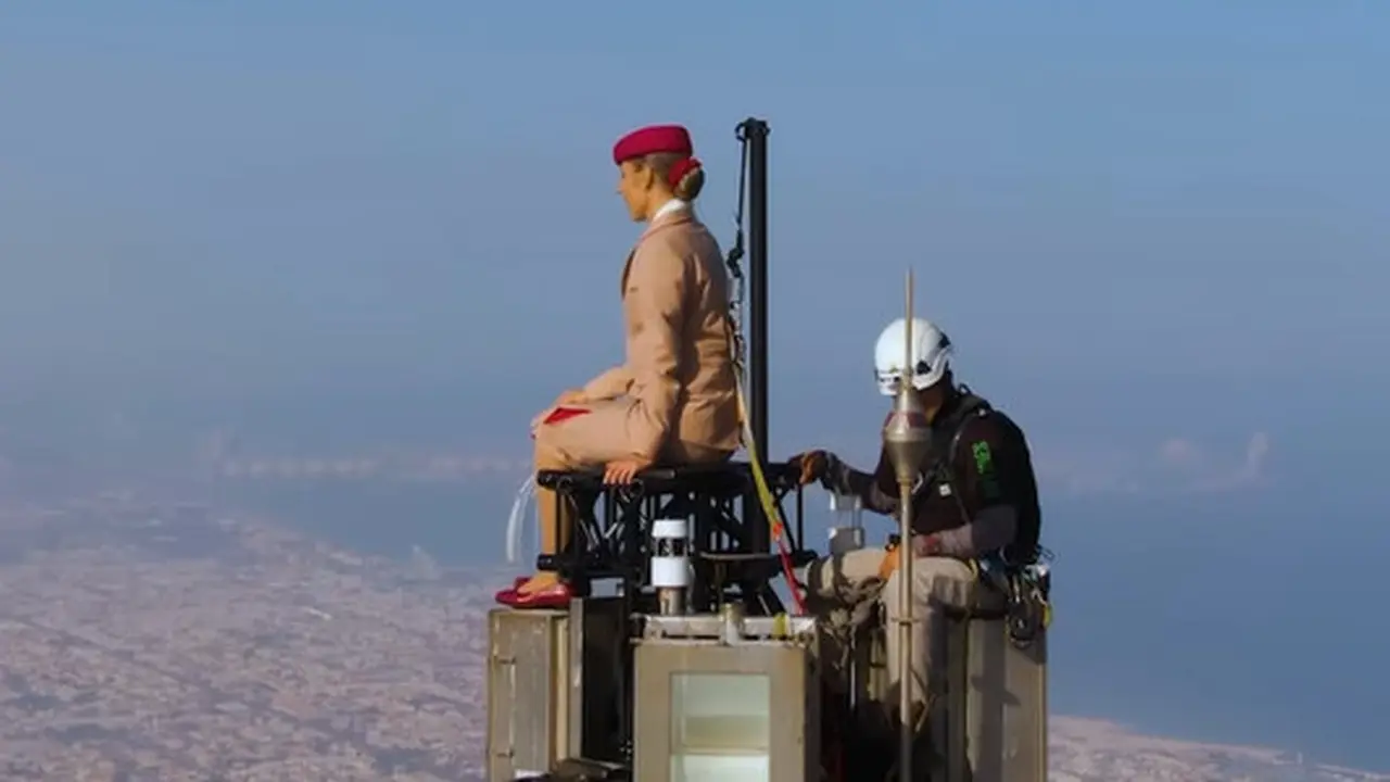 Aksi Menegangkan Pramugari Emirates Airline Berdiri di Puncak Burj Khalifa