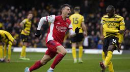 Gabriel Martinelli. Sayap kiri Brasil berusia 20 tahun yang kini memasuki musim ke-3 bersama Arsenal ini dipromosikan dari tim U-21 ke tim utama The Gunners pada awal musim 2019/2020. Di musim 2021/2022 ini ia telah mencetak 5 gol dan 2 assist dalam 17 laga di Liga Inggris. (AP/Matt Dunham)