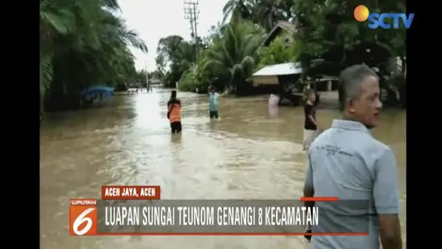 Delapan kecamatan di Aceh Jaya masih terendam banjir akibat luapan Sungai Tenom.