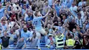 Empat gol kemenangan Manchester City masing-masing lahir dari aksi Ilkay Gundogan, Kevin De Bruyne, Phil Foden dan bunuh diri Jefferson Lerma. (AP/Jon Super)