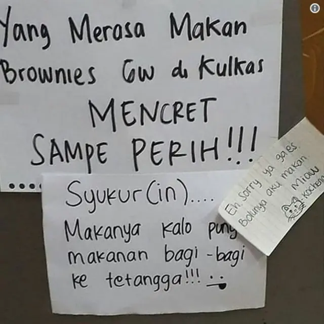 6 Peringatan Dilarang Maling di Dinding Kos Ini Bikin Geleng Kepala