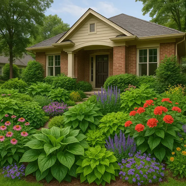 Model Rumah dengan Taman Bunga yang Rimbun