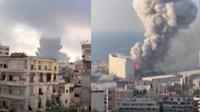Ledakan di Beirut, Lebanon yang terekam kamera. (Ist)