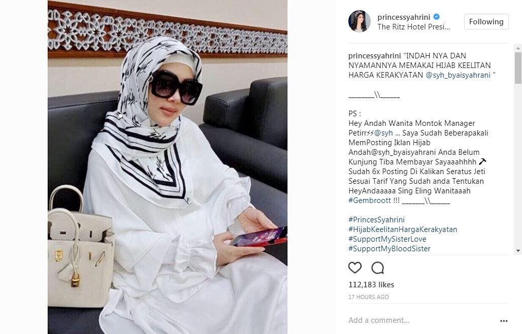 Syahrini jadi endorsement barang milik sang adik (Foto: Instagram)