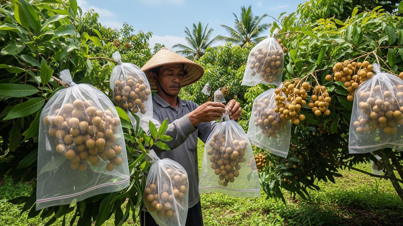 Cara Membungkus Buah Kelengkeng agar Tidak Dimakan Kelelawar dengan Teknik Berongsong
