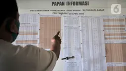 Salah seorang penghuni melihat data kewajiban pembayaran bulanan di Rusunawa Jatinegara Barat, Jakarta, Minggu (3/5/2020). Pemprov DKI Jakarta berencana membebaskan uang retribusi rusunawa akibat kesulitan ekonomi di tengah pandemi COVID-19. (merdeka.com/Iqbal S. Nugroho)