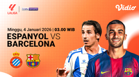 Live Streaming La Liga Pekan Ke-18: Espanyol vs Barcelona, Tayang di Vidio