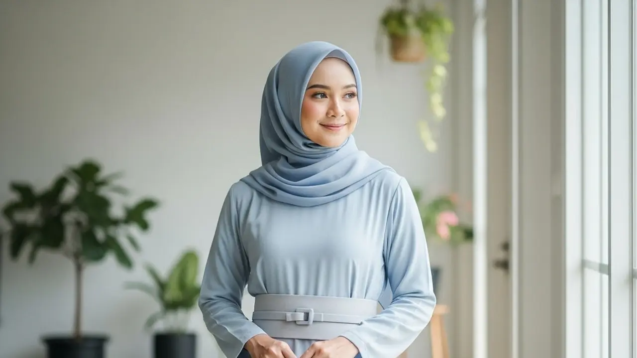 Gamis A-Line dengan Obi Belt (Image by Gemini)