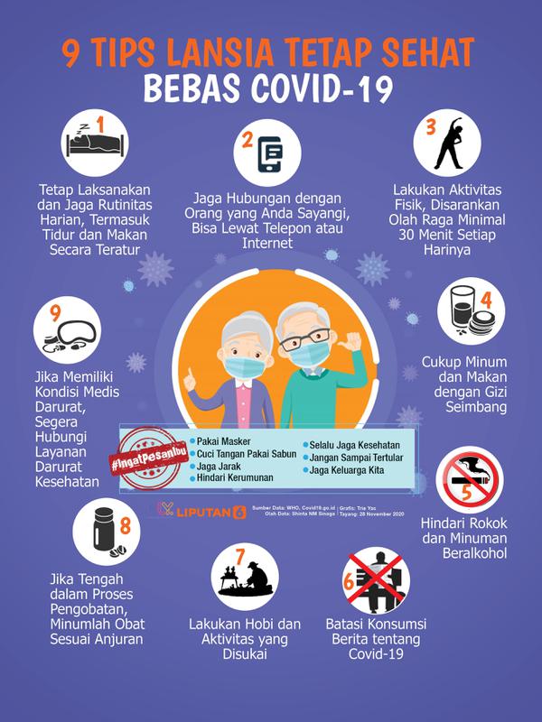 Infografis 9 Tips Lansia Tetap Sehat Bebas Covid-19 (Liputan6.com/Triyasni)