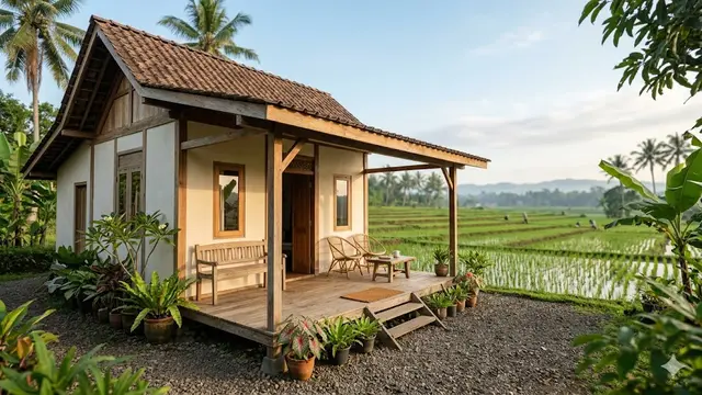 Inspirasi Rumah Desa Ukuran 6x9 dengan Teras Menghadap Sawah