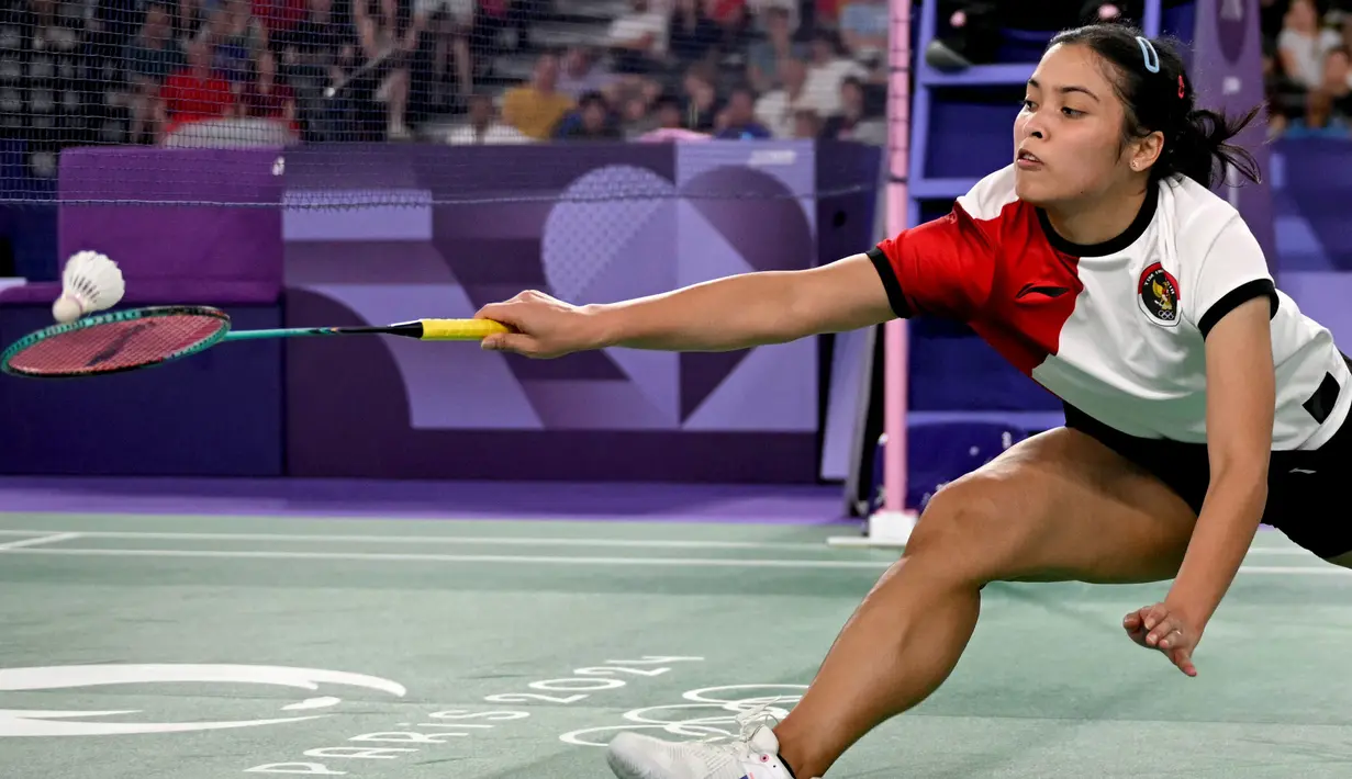 Laga Gregoria Mariska Tunjung melawan Ratchanok Intanon berlangsung ketat. (Arun SANKAR/AFP)