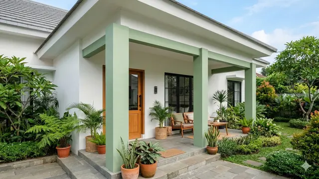 Ide Warna Cat Teras dan Pilar Rumah yang Cocok untuk Rumah Minimalis (Foto: Gemini AI)