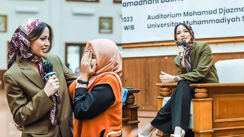 Tampil Berkerudung, Ini 7 Momen Nia Ramadhani Jadi Pembicara Bahas Mental Health