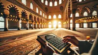Penyandang tunanetra tadarus pakai Al Qur'an Braille ©Ilustrasi dibuat AI