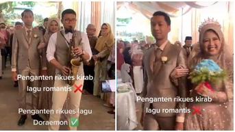 Viral Video Resepsi Pernikahan Ini Diiringi Lagu Doraemon, Bikin Netizen Heran
