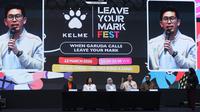 CEO Kelme Indonesia, Kevin Wijaya, saat memberikan keterangan dalam event Leave Your Mark Fest di Stadion Utama Gelora Bung Karno (SUGBK), Jakarta, Kamis (12/3/2026). Kelme menjadi official jersey Timnas Indonesia sejak 2026. (Bola.com/Bagaskara Lazuardi)