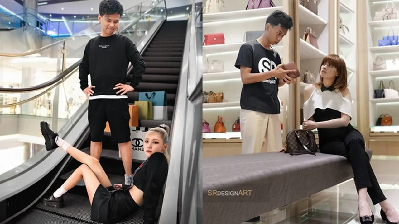 6 Editan Foto Pria Bareng Artis Hangout di Mal Ini Imajinatif, Kocak