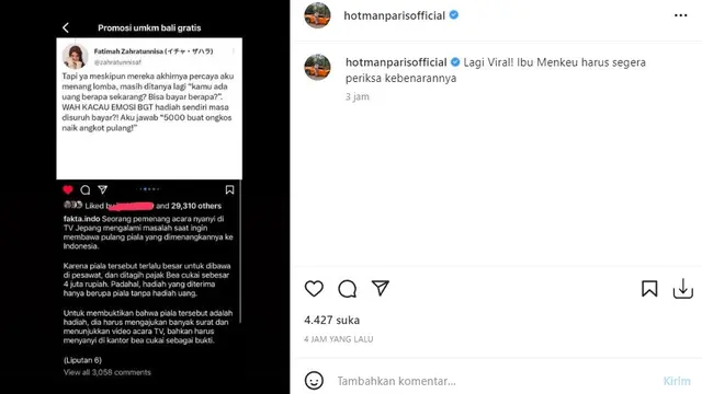 Hotman Paris - Fatimah Zahratunnisa (Foto: Instagram/@hotmanparisofficial)