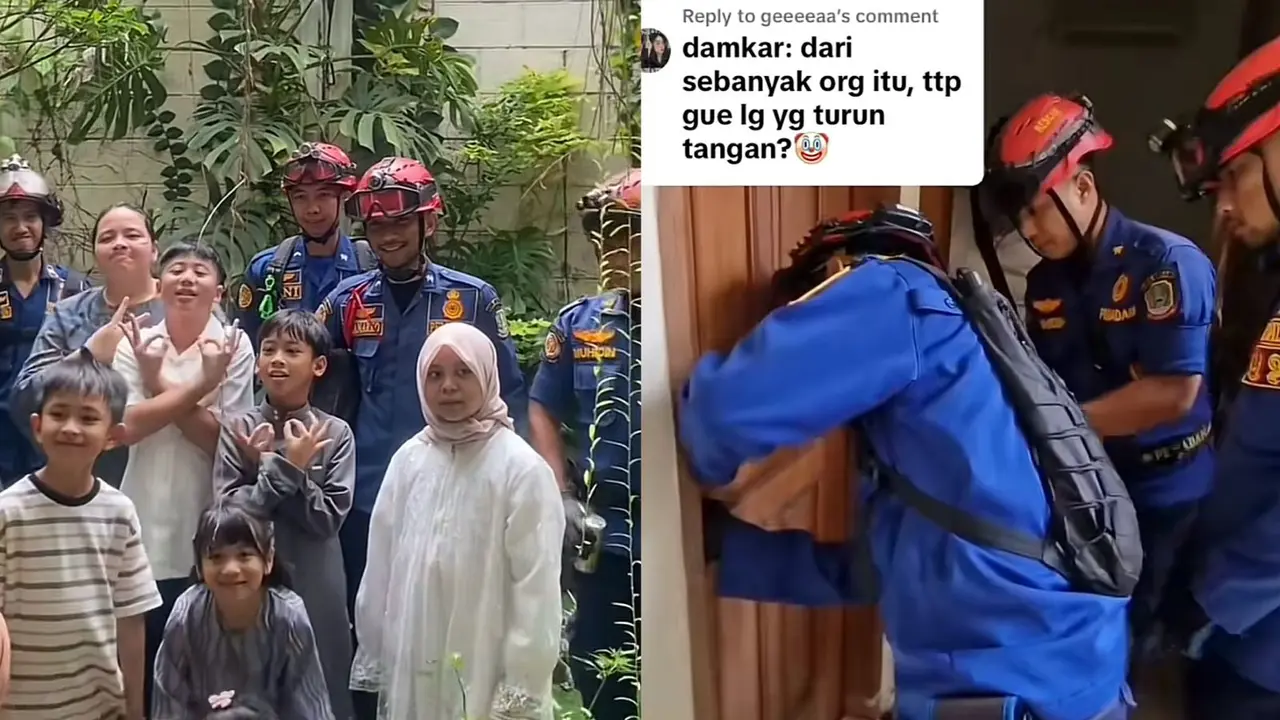 Aksi Damkar Bantu Anggota Keluarga yang Terkunci di Kamar Mandi Saat Kumpul Lebaran, Warganet: Ajakin Makan Opor