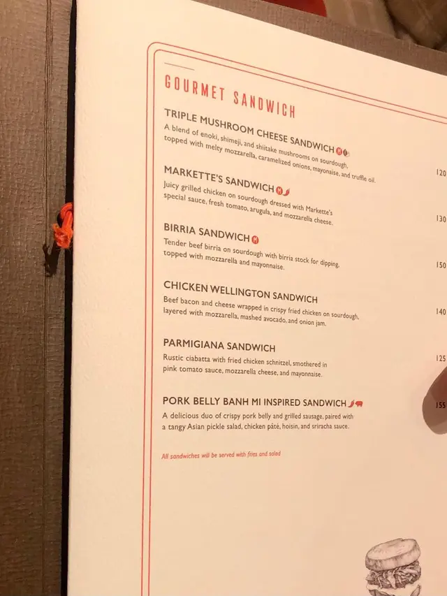 Ilustrasi buku daftar menu Markette
