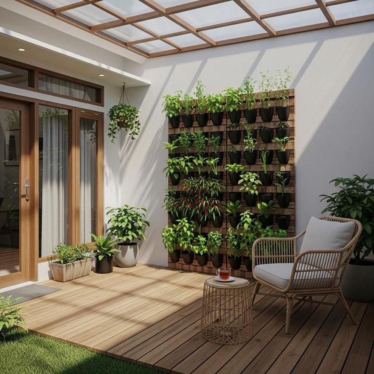 9 Desain Teras Minimalis dengan Kebun Sayur Vertikal, Maksimalkan Lahan Sempit