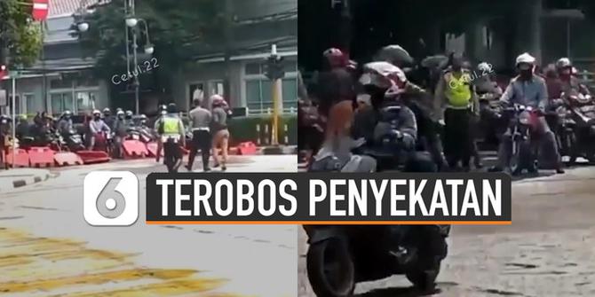 VIDEO: Viral Rombongan Pengendara Motor Terobos Penyekatan Jalur