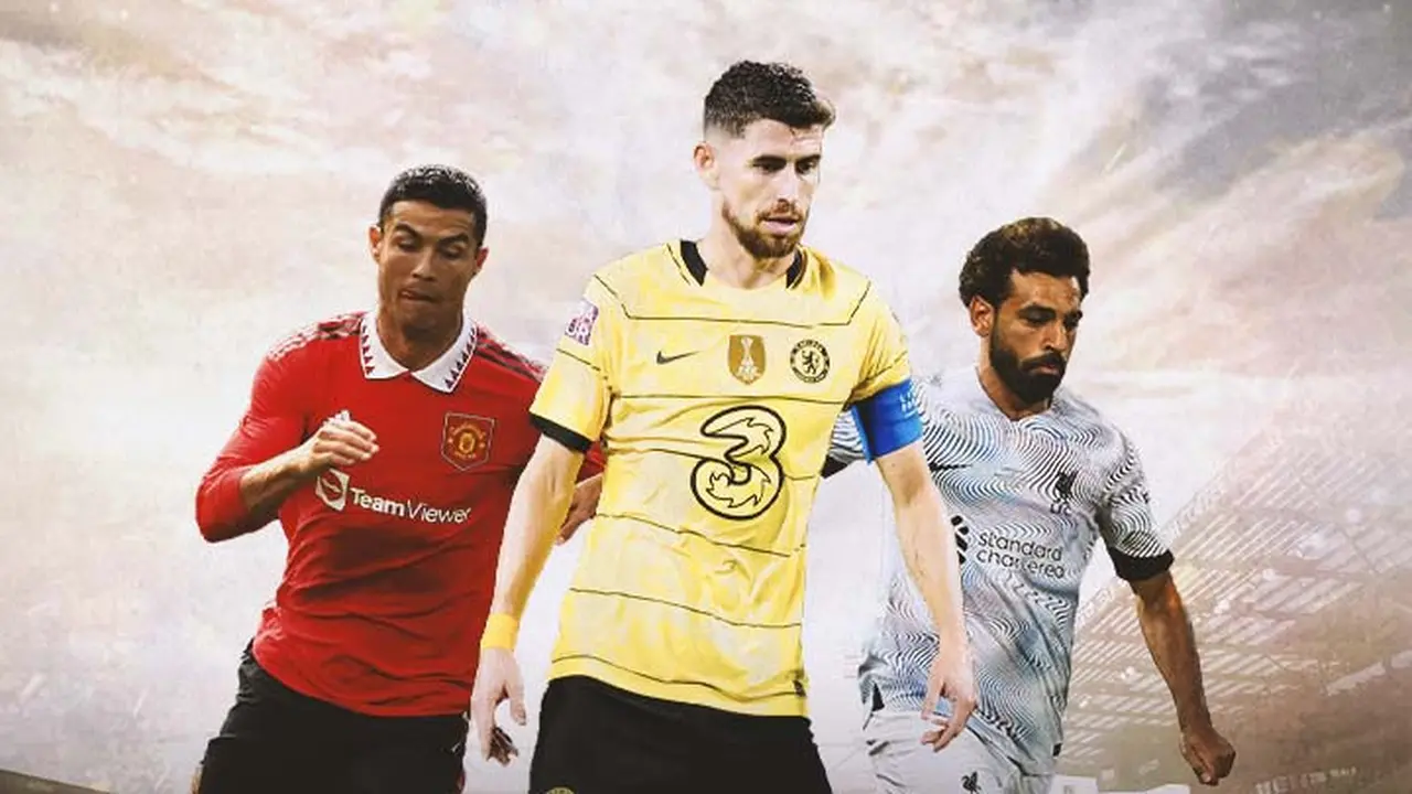 Ilustrasi - Jorginho diapit Cristiano Ronaldo dan Mohamed Salah