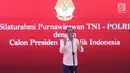 Capres No urut 01 Joko Widodo memberi sambutan pada deklarasi 1000 Purnawirawan TNI-Polri dukung Jokowi-Ma'ruf Amin di Kemayoran, Jakarta, Minggu (10/2). Purnawirawan TNI-Polri memberikan kepercayaan Jokowi-Ma'ruf Amin. (Liputan6.com/Angga Yuniar)