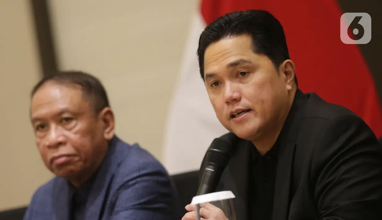 Erick Thohir mengatakan bahwa keputusan pemecatan Shin Tae-yong telah melalui pertimbangan yang panjang. (Liputan6.com/Helmi Fithriansyah)