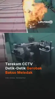 Terekam CCTV Detik-Detik Gerobak Bakso Meledak