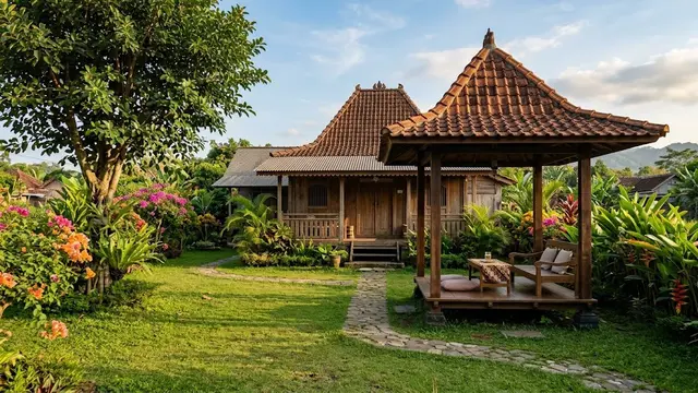 Rumah Kampung dengan Pendopo di Halaman