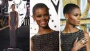 Foto kolase Letitia Wright saat menghadiri pemutaran perdana film 'Black Panther: Wakanda Forever' di London, Kamis, 3 November 2022. (Photo by Scott Garfitt/Invision/AP)