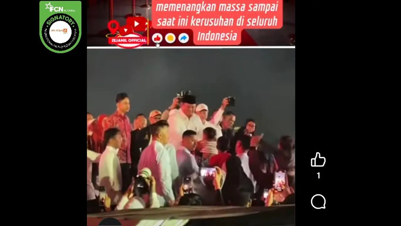 Tangkapan layar klaim video Presiden Prabowo Subianto menemui pendemo.