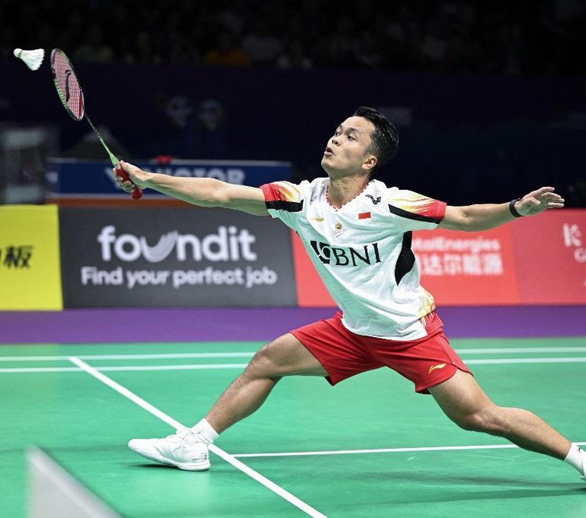 Tim bulutangkis putra Indonesia berhasil memastikan diri lolos semifinal Thomas Cup 2024. Anthony Ginting dkk mampu melibas Korea Selatan dengan kemenangan 3-1 di perempat final yang digelar di Chengdu, China, Jumat (3/5/2024).&nbsp;Foto: Wang Zhao/AFP