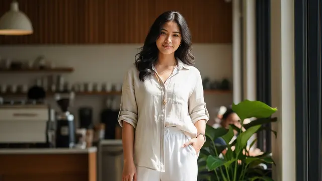 Padu Padan Model Celana Panjang Wanita Warna Putih