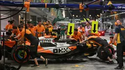 Grand Prix Singapura yang akan menjadi seri ke-18 berlangsung pada 20-22 September 2024 di Sirkuit Jalan Raya Marina Bay. (MOHD RASFAN/AFP)