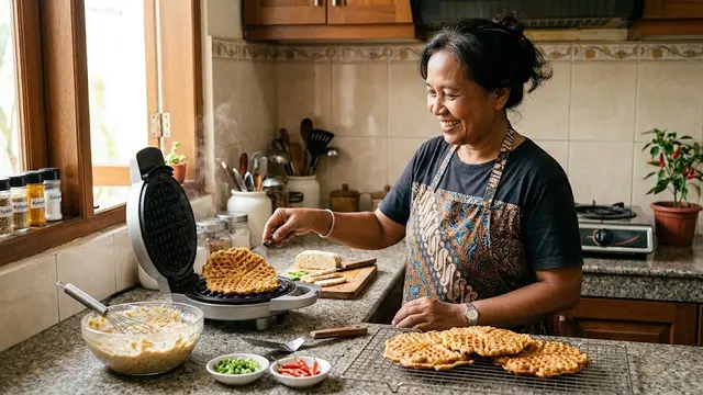 Ilustrasi Resep Waffle Tempe/AI Generated