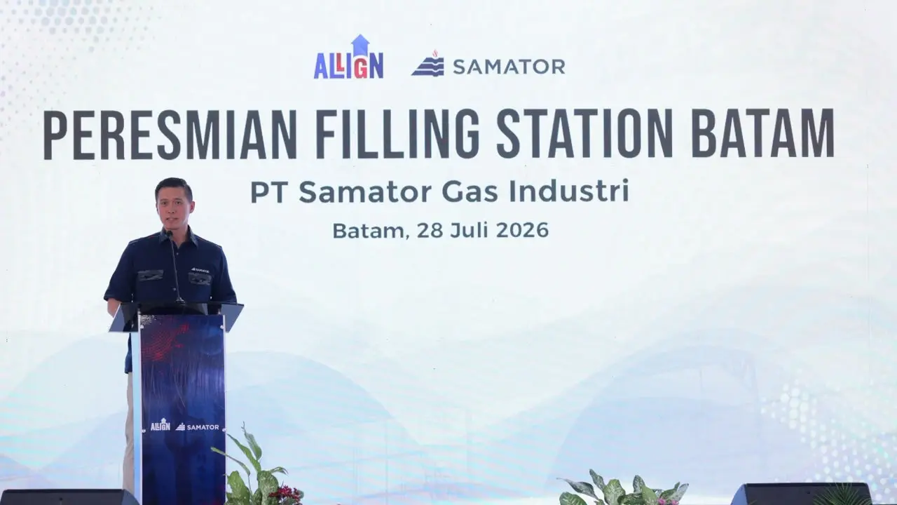 PT Samator Indo Gas Tbk (Samator) meresmikan ekspansi filling station (stasiun pengisian gas industri) berteknologi digital di pabrik PT Samator Gas Industri Batam. Dok Samator