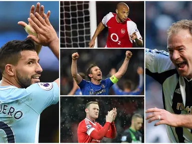 Premier League adalah salah satu liga paling panas di dunia. liga tertinggi Inggris itu telah melahirkan banyak pemain top dan sederet pencetak gol handal. Berikut daftar pemain paling subur di era Premier League. (Foto Kolase AFP)