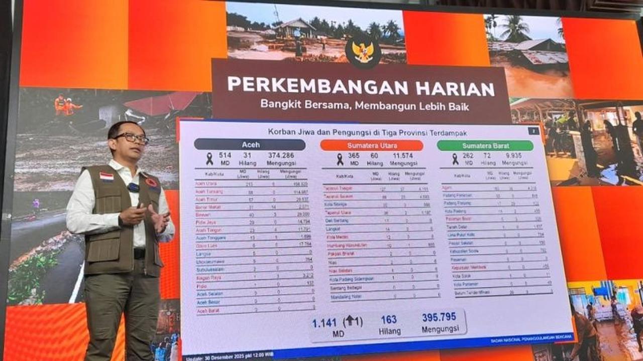 BNPB Salurkan Dana Tunggu Hunian Rp32,75 Miliar untuk Korban Bencana di Sumatera