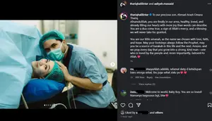 Aaliyah Massaid dan Thariq Halilintar sambut kelahiran anak pertama. (Instagram/ aaliyah.massaid)