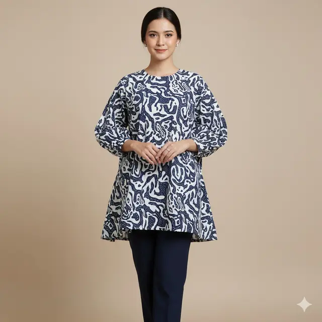 Tunik Batik Lengan Bishop Motif Abstrak: Contemporary Minimalism