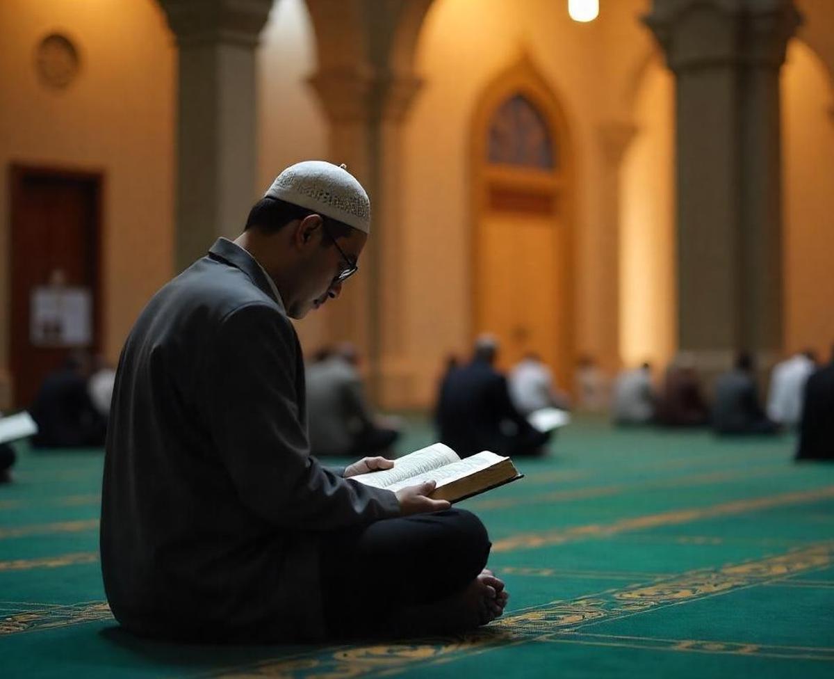 Ilustrasi i'tikaf di masjid